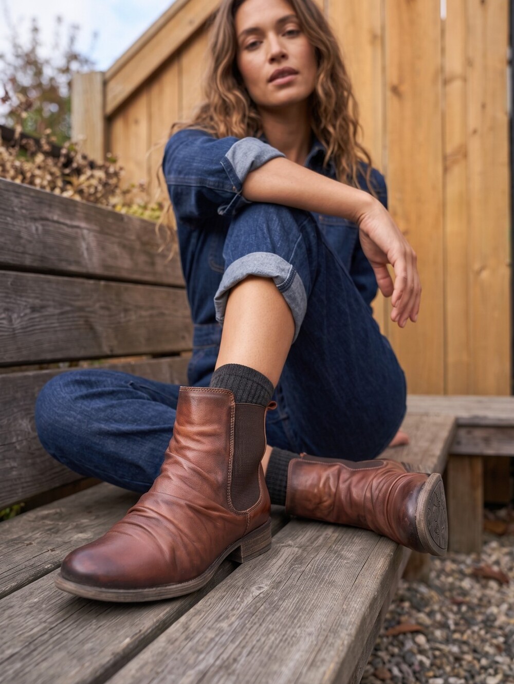 Miz Mooz Lisse Cognac Slouch Chelsea Boots Boho Rustic Western Leather Ankle
